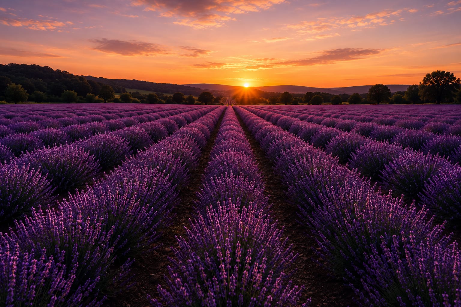 Lavender fields at golden hour